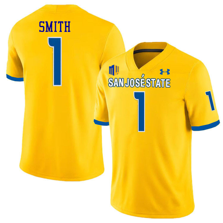 San Jose State Spartans #1 Leland Smith College Football Jerseys,Uniforms-Gold